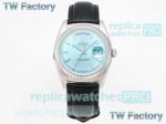 Replica TW Factory Rolex Day-Date 36MM Fluted Bezel Ice Blue Dial Watch 